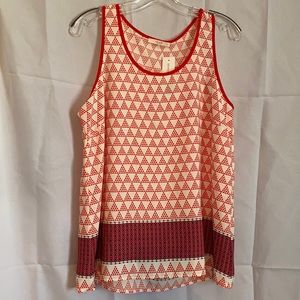 Red Tearly Scoop Neck Blouse, sleeveless, sizeM